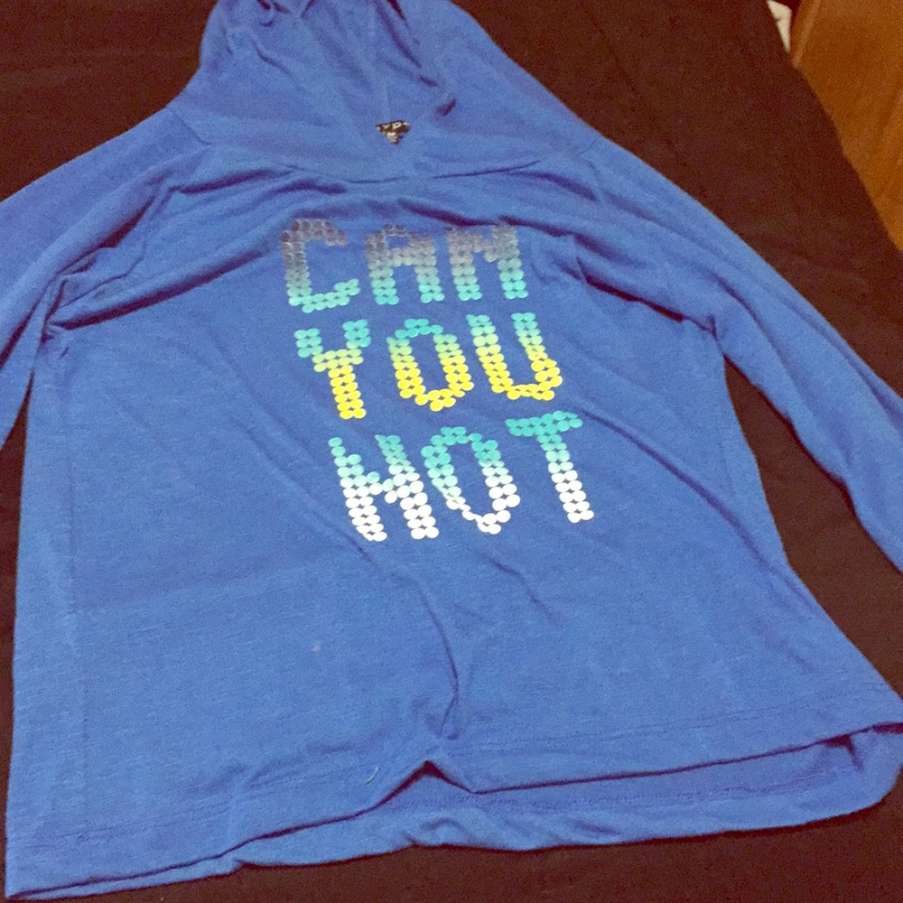 A blue long sleeve shirt